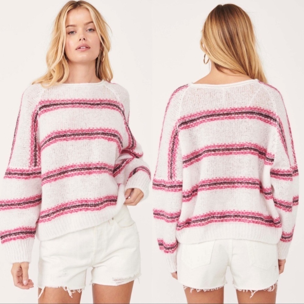 Free People Large Hockley striped alpaca oversize lightweight sweater